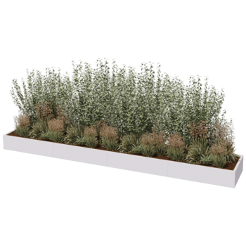 Plieninis lauko vazonas XXL - Stačiakampis - 480 x 80 x 60 cm - kita RAL spalva - Su dugno plokšte