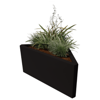 Plieninis lauko vazonas - Nelygiašonis trikampis - 83,9 x 46,4 x 60 cm - RAL9010 matinė (balta) - Be dugno plokštės