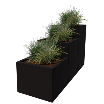 Plieninis lauko vazonas - 3-dalių Laiptų modelis - 150 x 50 x 80 cm - RAL9010 matinė (balta) - Be dugno plokštės