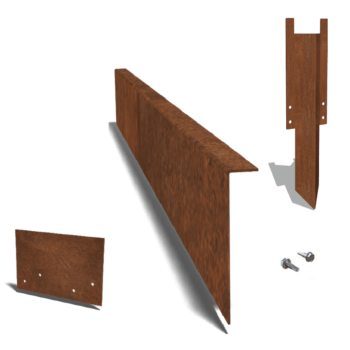 Corten plieno sodo apvadai kampu 22 cm ilgio komplektas per 15 metrų
