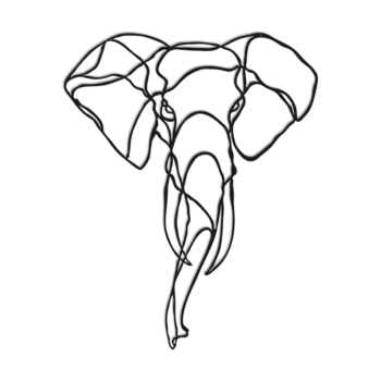 Plieno sienų dekoracijos - Dramblys 1.0 Large - 100 x 80,1 cm