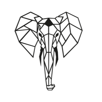 Plieno sienų dekoracijos - Dramblys 2.0 Small - 60 x 51,7 cm