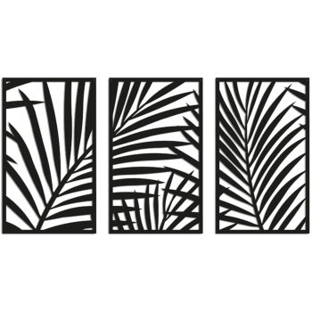 Plieno sienų dekoracijos - Paparčiai 3-dalių Small - 100 x 113,2 cm