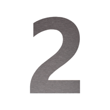 Nerūdijančio plieno namo numeris 2 - 19,6 x 30 cm - Šepetuotas