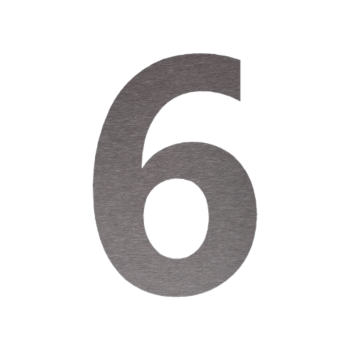 Nerūdijančio plieno namo numeris 6 - 20,1 x 30 cm - Šepetuotas