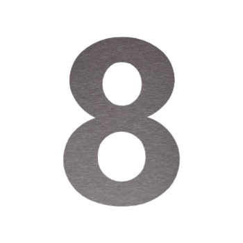 Nerūdijančio plieno namo numeris 8 - 20,7 x 30 cm - Šepetuotas
