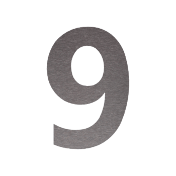 Nerūdijančio plieno namo numeris 9 - 20,2 x 30 cm - Šepetuotas