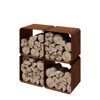 Corten plieno malkų stovas - Colorado 4 vienetai - 40 x 40 x 40 cm