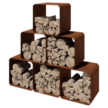 Corten plieno malkų stovas - Colorado 6 vienetai - 40 x 40 x 40 cm