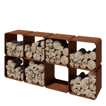 Corten plieno malkų stovas - Colorado 8 vienetai - 40 x 40 x 40 cm
