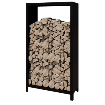 Plieninis malkų stovas - Indiana - 100 x 40 x 180 cm - RAL9005 matinė (juoda)