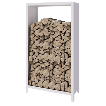 Plieninis malkų stovas - Indiana - 100 x 40 x 180 cm - RAL9010 matinė (balta)