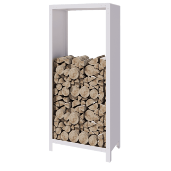 Plieninis malkų stovas - Indiana - 80 x 40 x 180 cm - RAL9010 matinė (balta)