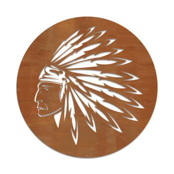 Corten plieno sienų dekoracijos Amerikos indėnas