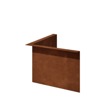 Corten plieno vejos bortelis - Lenktas - Vidinis kampas - Aukštis 22 cm