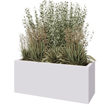 Stiklo pluošto vazonai - Stačiakampis - 120 x 40 x 50 cm - RAL9010 matinis (baltas) - Su dugnu