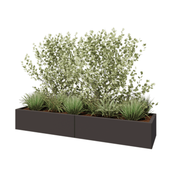 Plieninis lauko vazonas XXL - Stačiakampis - 200 x 50 x 30 cm - RAL7016 matinė (antracito pilka) - Su dugno plokšte