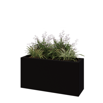 Stiklo pluošto vazonai - Stačiakampis - 100 x 30 x 50 cm - RAL9005 matinis (juodas) - Su dugnu