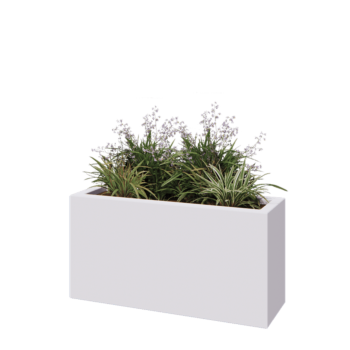 Stiklo pluošto vazonai - Stačiakampis - 100 x 30 x 50 cm - RAL9010 matinis (baltas) - Su dugnu