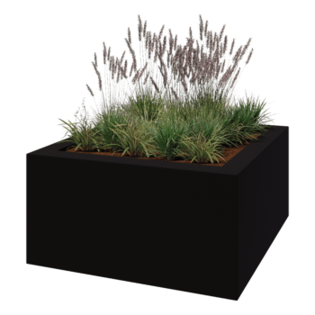 Stiklo pluošto vazonai - Kvadratinis - 160 x 160 x 80 cm - RAL9005 matinis (juodas) - Su dugnu