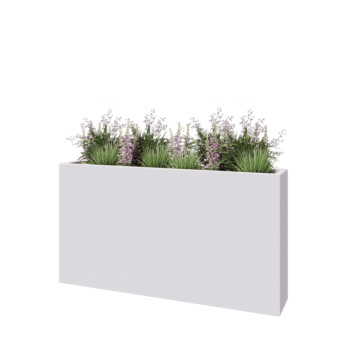 Stiklo pluošto vazonai - Stačiakampis - 150 x 25 x 80 cm - RAL9010 matinis (baltas) - Su dugnu