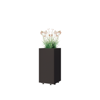 Plieninis lauko vazonas - Kvadratas - 30 x 30 x 60 cm - kita RAL spalva - Su dugno plokšte - Su kojomis