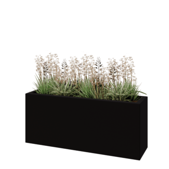 Stiklo pluošto vazonai - Stačiakampis - 120 x 30 x 50 cm - RAL9005 matinis (juodas) - Su dugnu