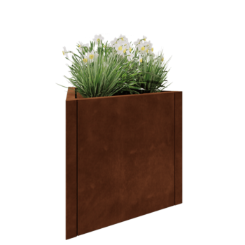Corten plieno lauko vazonas - Lygiakraštis trikampis - 70,6 x 61 x 60 cm - Be dugno plokštės