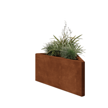 Corten plieno lauko vazonas - Nelygiašonis trikampis - 83,9 x 46,4 x 40 cm - Be dugno plokštės