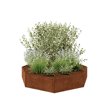 Corten plieno lauko vazonas - Aštuonkampis - 241,4 x 241,4 x 40 cm - Be dugno plokštės