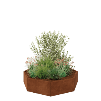 Corten plieno lauko vazonas - Aštuonkampis - 144,9 x 144,9 x 30 cm - Be dugno plokštės