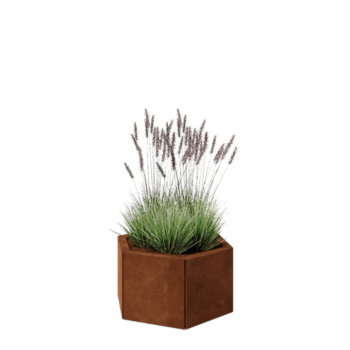 Corten plieno lauko vazonas - Šešiakampis - 59,3 x 52 x 30 cm - Be dugno plokštės