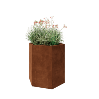 Corten plieno lauko vazonas - Šešiakampis - 79,3 x 69,3 x 80 cm - Be dugno plokštės