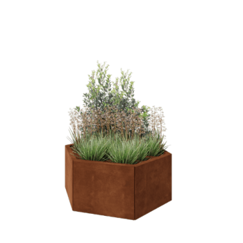 Corten plieno lauko vazonas - Šešiakampis - 99,3 x 86,6 x 40 cm - Be dugno plokštės