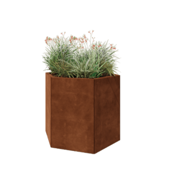Corten plieno lauko vazonas - Šešiakampis - 99,3 x 86,6 x 80 cm - Be dugno plokštės