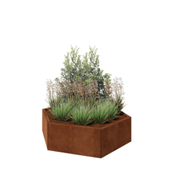 Corten plieno lauko vazonas - Šešiakampis - 119,3 x 103,9 x 30 cm - Be dugno plokštės