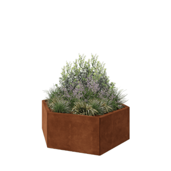 Corten plieno lauko vazonas - Šešiakampis - 119,3 x 103,9 x 40 cm - Be dugno plokštės
