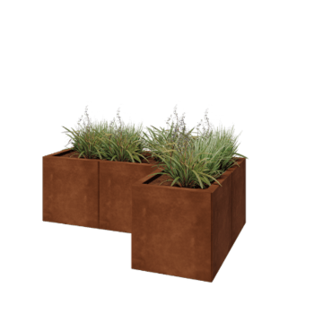 Corten plieno lauko vazonas - L-forma - 120 x 80 x 40 cm - Be dugno plokštės
