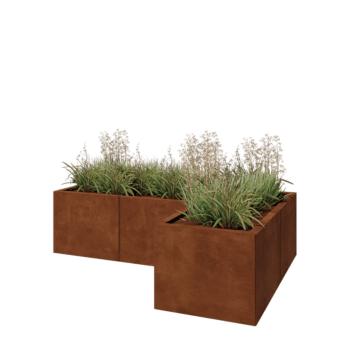 Corten plieno lauko vazonas - L-forma - 150 x 100 x 40 cm - Be dugno plokštės