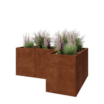 Corten plieno lauko vazonas - L-forma - 150 x 100 x 60 cm - Be dugno plokštės