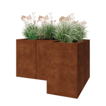 Corten plieno lauko vazonas - L-forma - 150 x 100 x 80 cm - Be dugno plokštės