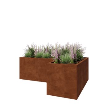 Corten plieno lauko vazonas - L-forma - 180 x 120 x 60 cm - Be dugno plokštės