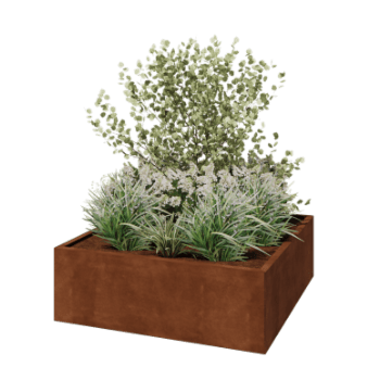 Corten plieno lauko vazonas - Kvadratas - 120 x 120 x 40 cm - Be dugno plokštės