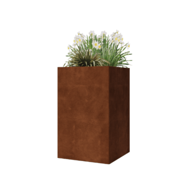 Corten plieno lauko vazonas - Kvadratas - 50 x 50 x 80 cm - Be dugno plokštės