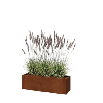 Corten plieno lauko vazonas - Stačiakampis - 100 x 30 x 30 cm - Be dugno plokštės