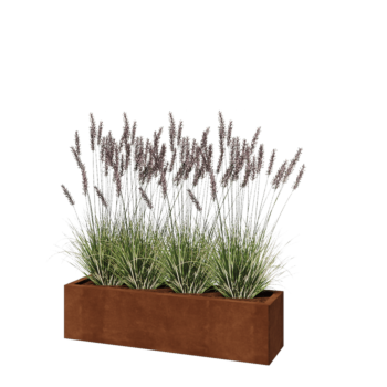 Corten plieno lauko vazonas - Stačiakampis - 120 x 30 x 30 cm - Su dugno plokšte