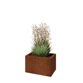 Corten plieno lauko vazonas - Stačiakampis - 50 x 30 x 30 cm - Su dugno plokšte