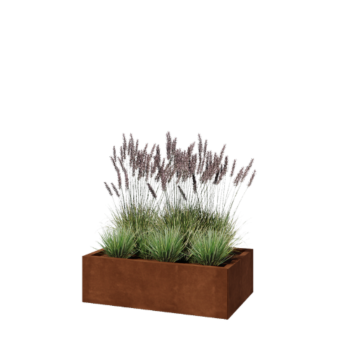Corten plieno lauko vazonas - Stačiakampis - 100 x 60 x 30 cm - Be dugno plokštės