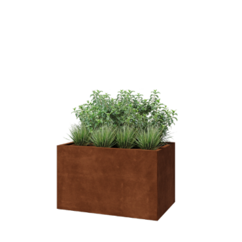Corten plieno lauko vazonas - Stačiakampis - 100 x 60 x 60 cm - Su dugno plokšte