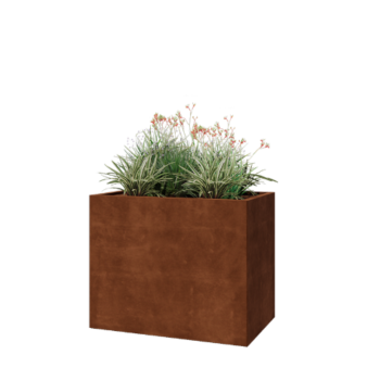 Corten plieno lauko vazonas - Stačiakampis - 100 x 60 x 80 cm - Be dugno plokštės